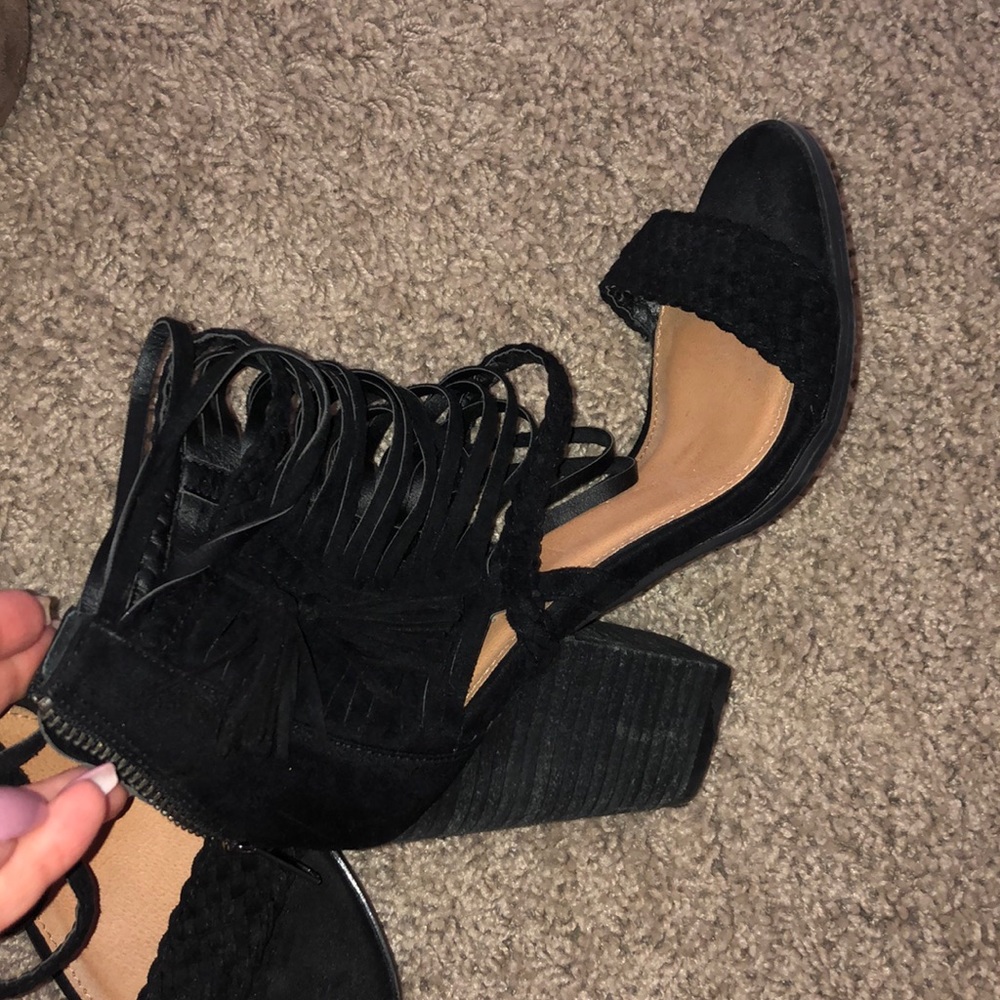 Black super cute wedge heels